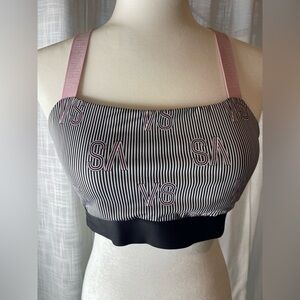 PINK Victoria's Secret Black and Pink Striped Top